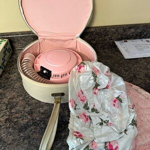 Vintage Pink Hair Dryer with Floral Cap